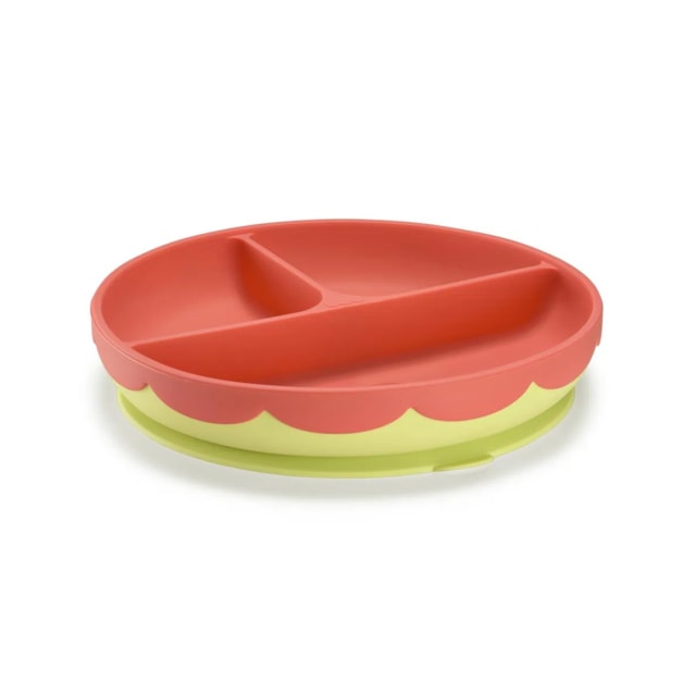 Prato de Silicone com Divisória e Ventosa Yummy! Fisher-Price Coral