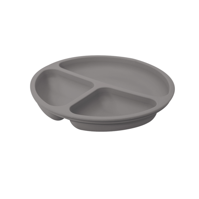 Prato De Silicone Com Divisoria Kababy Cinza Prato De Silicone Com Divisoria Kababy Cinza
