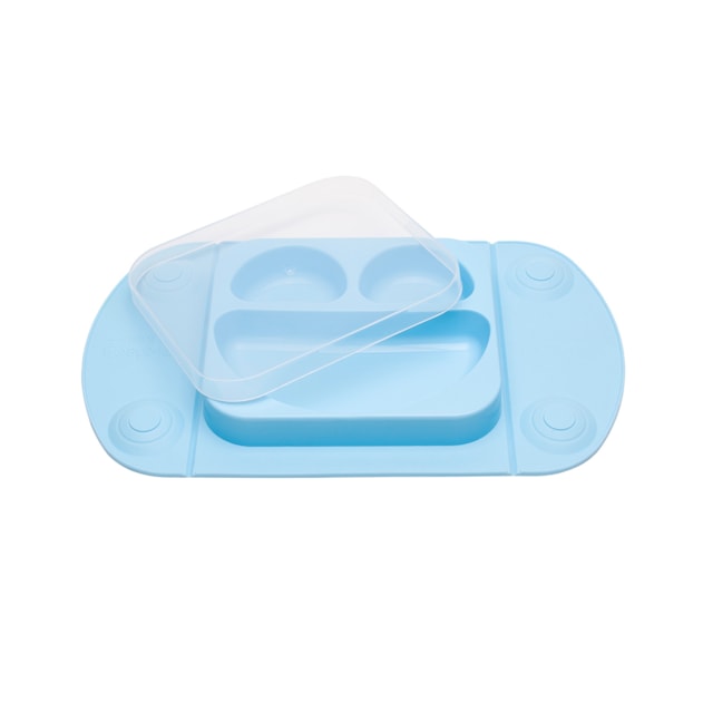 Prato De Silicone Portátil Para Bebê Prático Mimo Style Azul