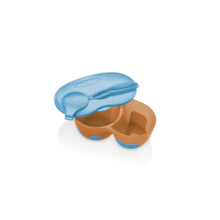 Prato Fundo Com Divisória E Colher Funny Meal Azul - BB053 Prato Fundo Com Divisória E Colher Funny Meal Azul - BB053