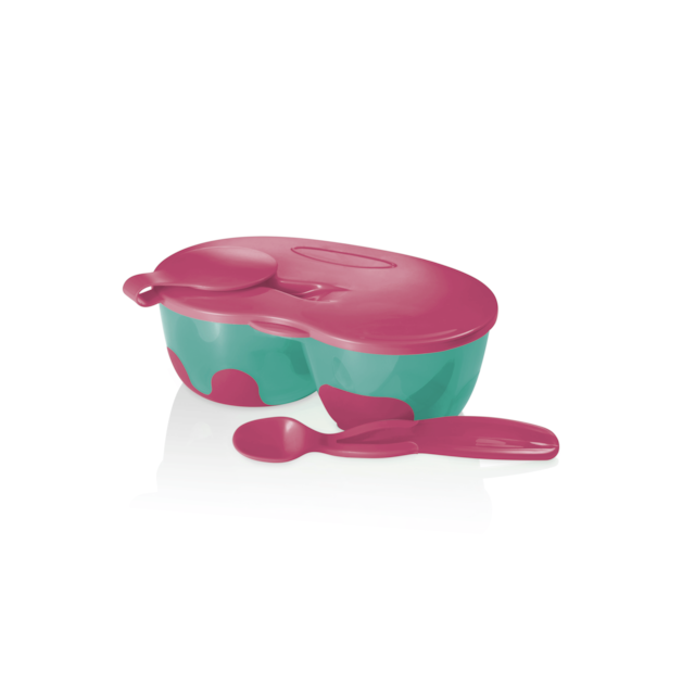 Prato Fundo Com Divisória E Colher Funny Meal Rosa Multikids Baby - BB054