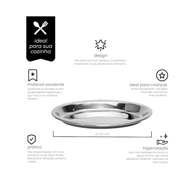 Prato Infantil Inox Mimo Style