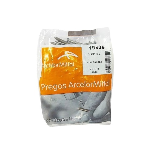 Prego Pol. 19x36 com Cabeça 1Kg - Arcelor Mittal