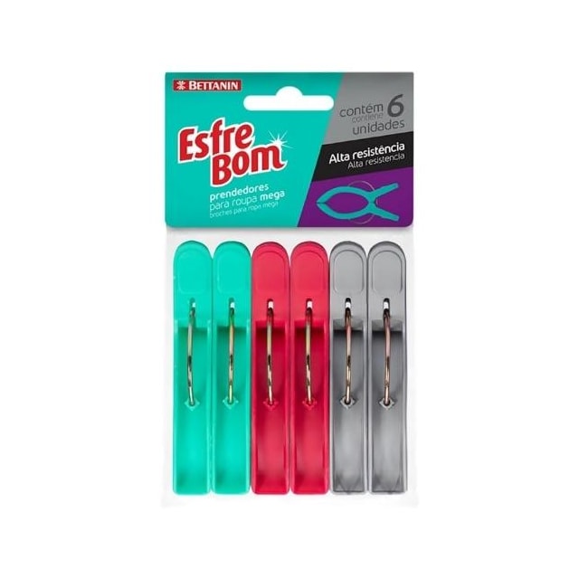 Prendedor Mega Multiuso e de Roupa 6 unidades Esfrebom - BETTANIN Prendedor Mega Multiuso e de Roupa 6 unidades Esfrebom - BETTANIN