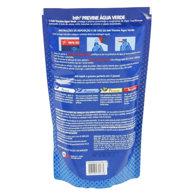 Previne Agua Verde Refil 900ml - HTH Previne Agua Verde Refil 900ml - HTH