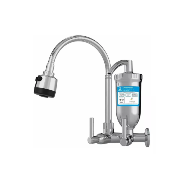 Purificador de Água com Bica Gourmet Parede C-70 1/4 de Volta Cromado - INJET PLAST Purificador de Água com Bica Gourmet Parede C-70 1/4 de Volta Cromado - INJET PLAST