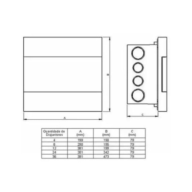 Quadro de Distribuição de Embutir 36 Disjuntores com Barramento - Amanco Quadro de Distribuição de Embutir 36 Disjuntores com Barramento - Amanco