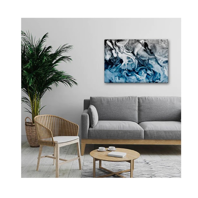 Quadro Decorativo Abstrato Blue And Silver Borda Infinita 120 x 80 cm Quadro Decorativo Abstrato Blue And Silver Borda Infinita 120 x 80 cm