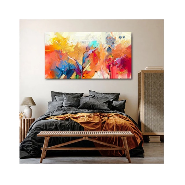 Quadro Decorativo Abstrato Brush Stroke Borda Infinita 100 x 70 cm