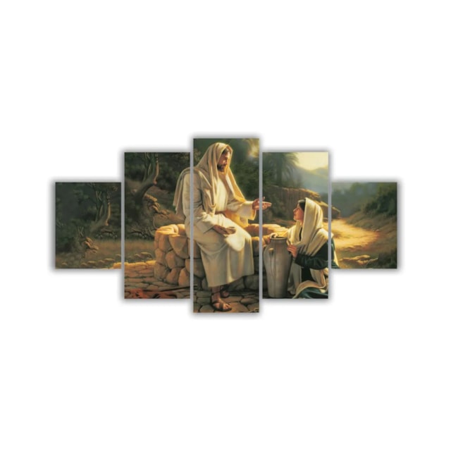 Quadro decorativo  Encontro de Jesus Cristo e a Samaritana à beira do poço Quadro decorativo  Encontro de Jesus Cristo e a Samaritana à beira do poço
