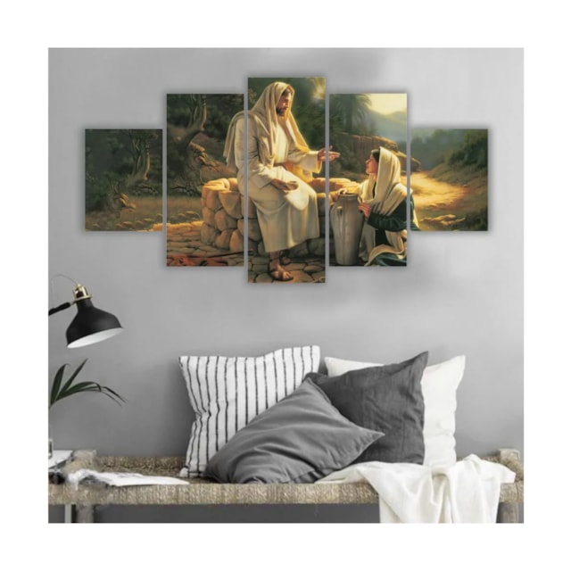 Quadro decorativo  Encontro de Jesus Cristo e a Samaritana à beira do poço Quadro decorativo  Encontro de Jesus Cristo e a Samaritana à beira do poço