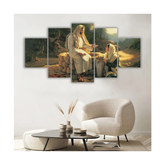 Quadro decorativo  Encontro de Jesus Cristo e a Samaritana à beira do poço Quadro decorativo  Encontro de Jesus Cristo e a Samaritana à beira do poço