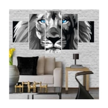 Quadro Decorativo Leao De Juda Biblia Cinza com Olho Azul Quadro Decorativo Leao De Juda Biblia Cinza com Olho Azul