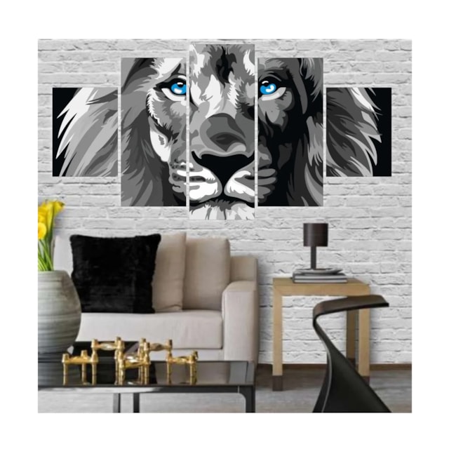 Quadro Decorativo Leao De Juda Biblia Cinza com Olho Azul Quadro Decorativo Leao De Juda Biblia Cinza com Olho Azul