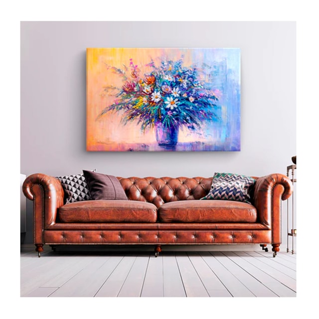 Quadro Folhas e Flores Color Flowers Borda Infinita 100 x 70 cm