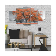 Quadros Decorativos Arvore Vida Botânico Sala Quarto Laranja