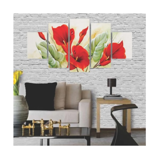 Quadros Decorativos Flor Copo de Leite Vermelho Floral Sala Quarto