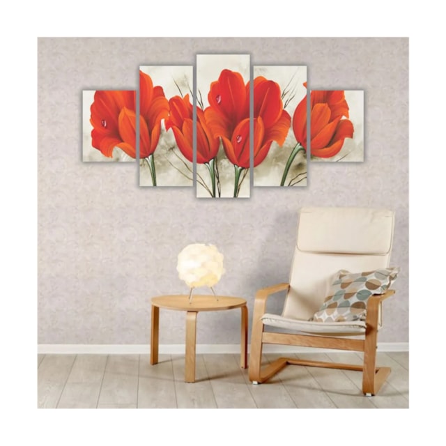 Quadros Decorativos Floral Flores Buque de Tulipas Vermelhas 2