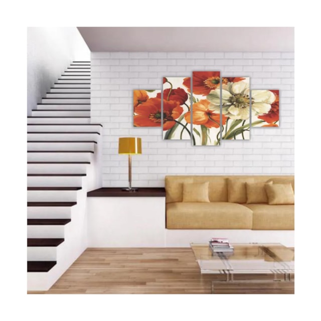 Quadros Decorativos Floral Flores de Outono Laranja