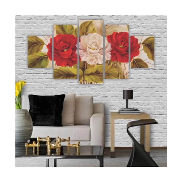 Quadros Decorativos Floral Flores Rosas Brancas e Vermelhas