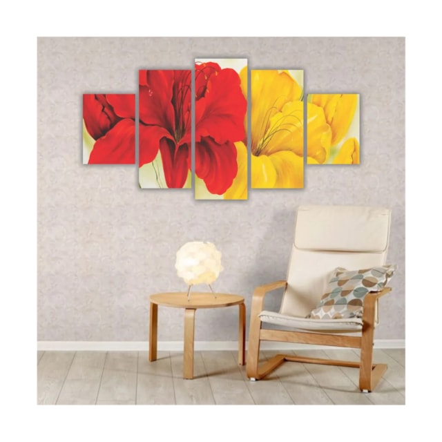 Quadros Decorativos Floral Flores Vermelhas e Amarelas 2