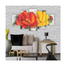 Quadros Decorativos Floral Flores Vermelhas e Amarelas 3