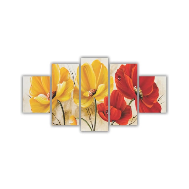 Quadros Decorativos Floral Flores Vermelhas e Amarelas