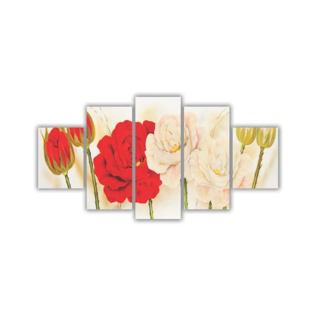 Quadros Decorativos Floral Flores Vermelho e Branco