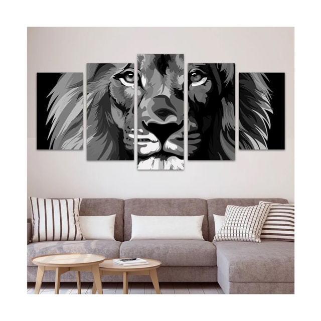 Quadros Decorativos Leão Preto e Branco Sala Quarto Quadros Decorativos Leão Preto e Branco Sala Quarto