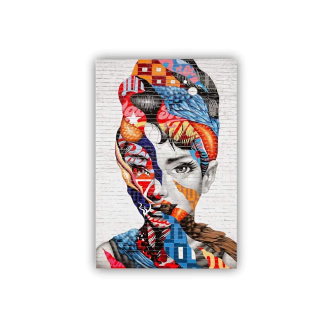 Quadros Decorativos MDF Audrey Hepburn Street Art Decoração 60x40