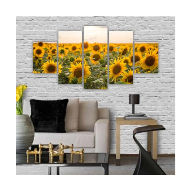 Quadros Decorativos MDF Floral Campo de Girassois