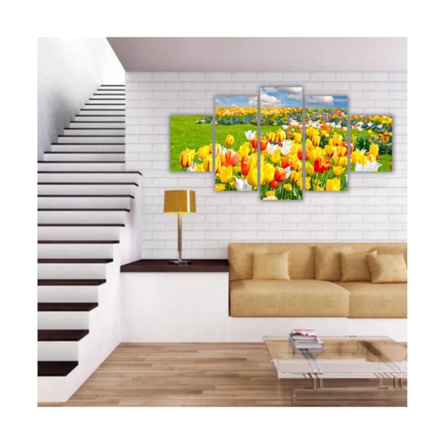 Quadros Decorativos MDF Floral Campo de Tulipas