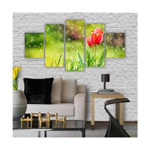 Quadros Decorativos MDF Floral Flores Tulipas Vermelhas