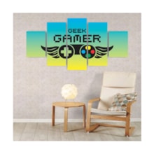 Quadros Decorativos MDF Gamer Geek Controle Azul Amarelo Sala Quarto