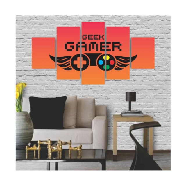 Quadros Decorativos MDF Gamer Geek Controle Laranja Sala Quarto