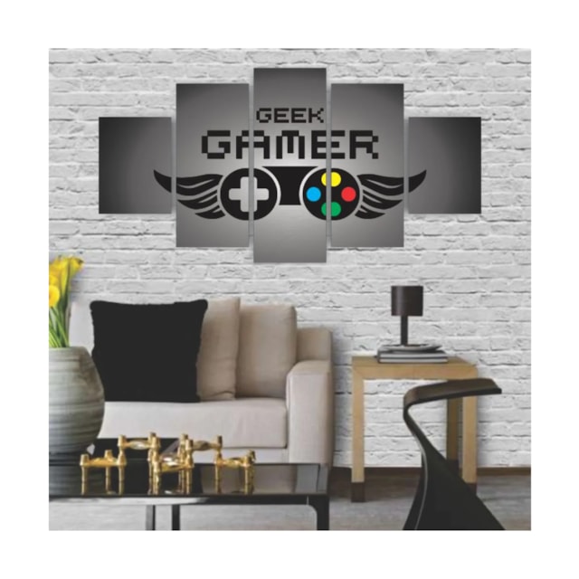 Quadros Decorativos MDF Gamer Geek Controle Preto Sala Quarto