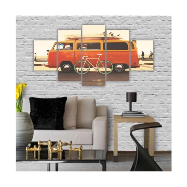 Quadros Decorativos MDF Kombi Laranja Surf