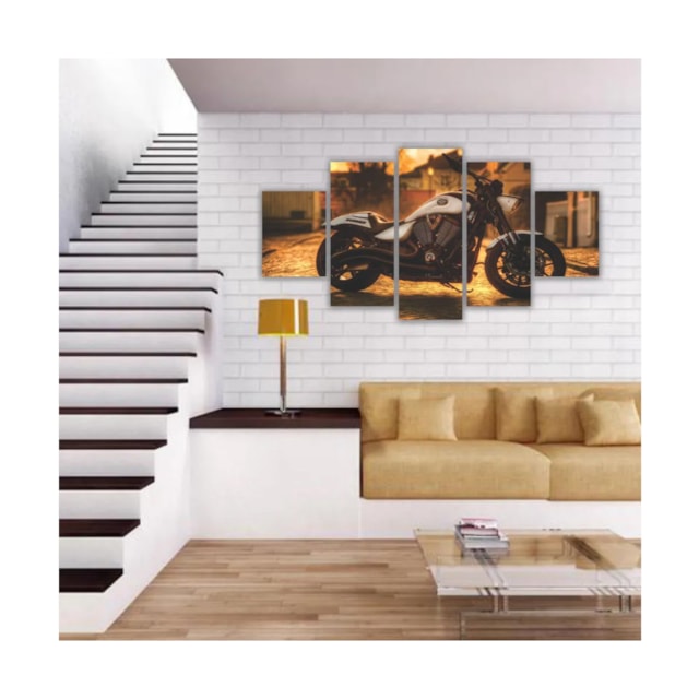 Quadros Decorativos MDF Moto Branca