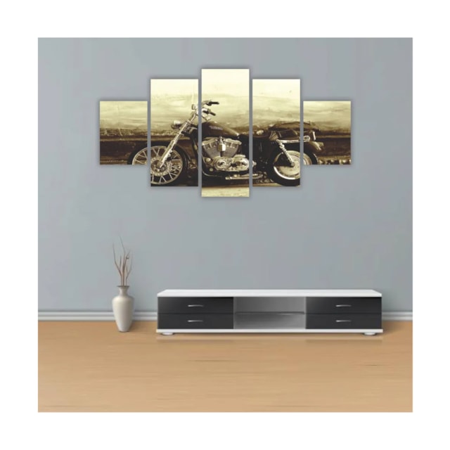 Quadros Decorativos MDF Moto Retro em Sépia