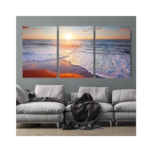 Quadros Decorativos MDF Praia Mar Por Do Sol Paisagem 60x40