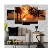 Quadros Decorativos Mosaico MDF Por do Sol Coqueiros 115x60cm