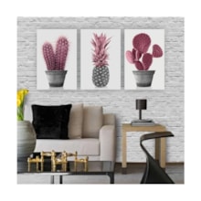 Quadros Decorativos quarto Floral Cacto Rosa