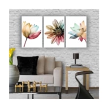 Quadros Decorativos quarto Floral Colorido Flores 60x40