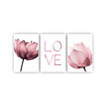 Quadros Decorativos quarto Floral Flor Love Rosa