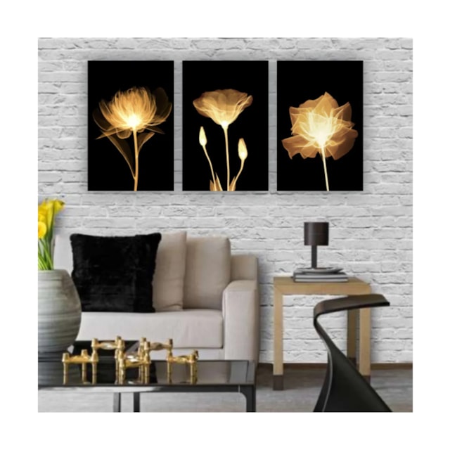 Quadros Decorativos quarto Floral Flores Amarelas 60x40