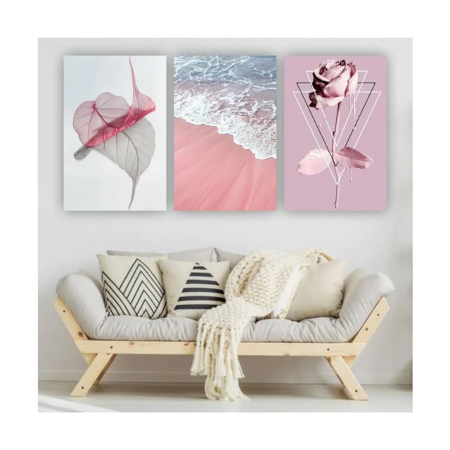 Quadros Decorativos quarto Floral Praia Rosa