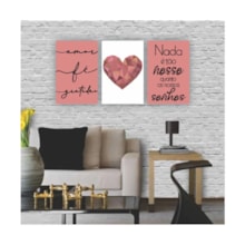 Quadros Decorativos quarto frases Amor Fe Gratidão Coração Rose Em Preto