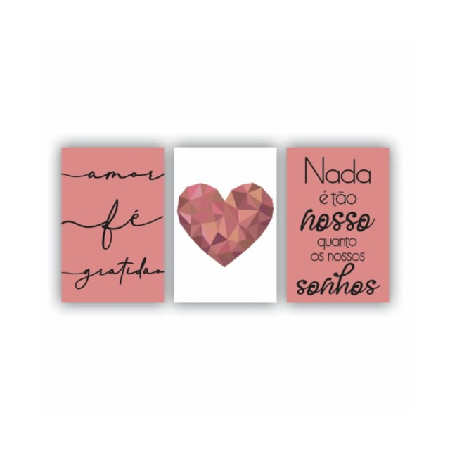 Quadros Decorativos quarto frases Amor Fe Gratidão Coracão Rose Escrito Preto 80x60