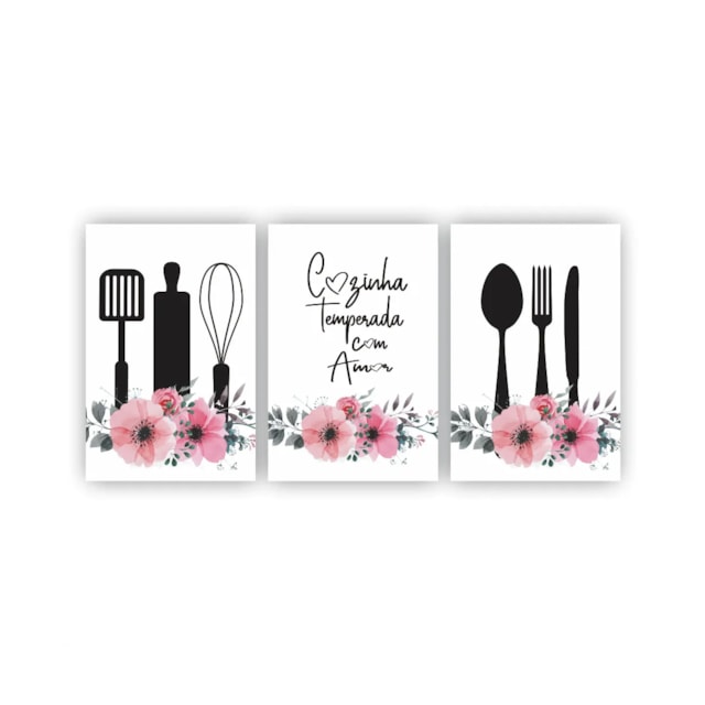 Quadros Decorativos quarto frases Cozinha Temperada com Amor