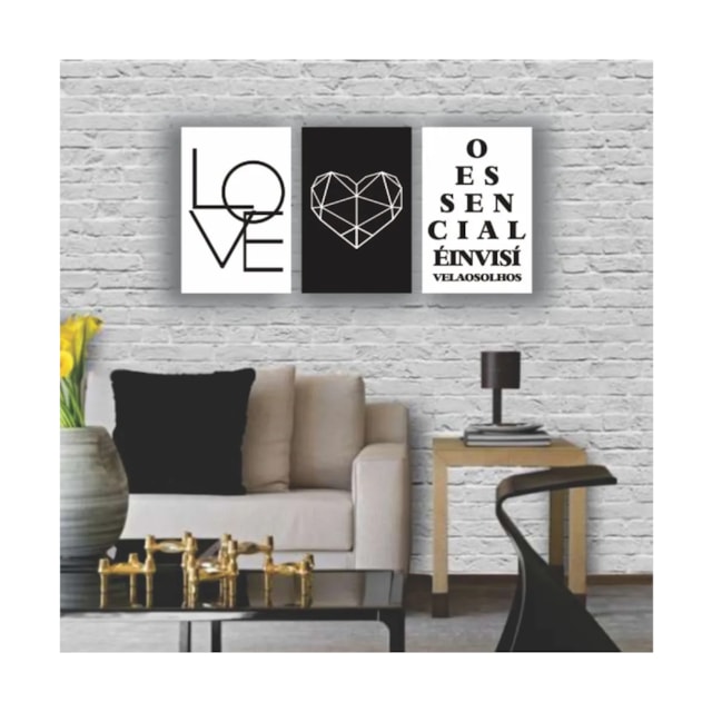 Quadros Decorativos quarto frases O Essencial e Invisível aos Olhos 60x40